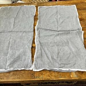 Pottery Barn Pillow Shams Belgian Flax Linen 2pc Set KING Gray White